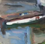 Kacper Woźny, ŁÓDŹ NA WIŚLE, 2016, olej, tektura