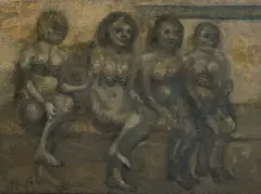 Jan Lebensztejn, METRO BARBES – LOUVRE, ok. 1969, olej, płótno