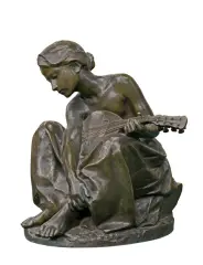 Enrico Glicenstein, DZIEWCZYNKA Z MANDOLINĄ, 1897, brąz patynowany