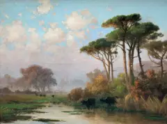 Henryk Cieszkowski, PINIE NAD WODĄ, po 1858, olej, płótno