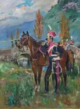PRZED SZARŻĄ by Wojciech Kossak, 1927, olej, płótno, offered Dec 2018