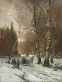 Conrad Wimmer, NA POLOWANIE ZIMĄ, olej, płótno