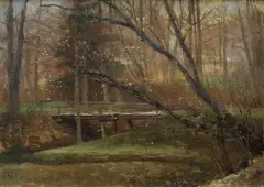 Ferdynand Ruszczyc, PARK WIOSNĄ, 1896, olej, płótno naklejone na tekturę