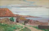 WIOSKA NAD ZATOKĄ, lata 1903-1906 by Michał Gorstkin-Wywiórski, olej, płótno naklejone na tekturę, offered Dec 2018