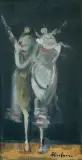 Alfred Aberdam, DWA ANIOŁY, olej, sklejka