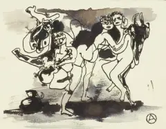 SCENA FIGURALNA by Otto Axer, tusz pióro, pędzel, papier, sold Nov 2018
