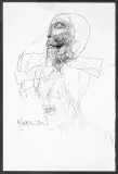 BEZ TYTUŁU (DWIE GŁOWY) by Zdzisław Beksiński, ołówek, cienkopis, papier, sold Nov 2018