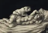 Adam Hoffmann, AKT Z POTWOREM, 1972, pastel tusz pędzel, papier