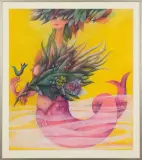 SYRENA Z KWIATAMI by Irena Janczewska-Bachtin, 2003, pastel, akwarela, gwasz, papier, offered Nov 2018