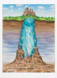 KRYSTALIZACJA PRAKTYCZNA by Jacek Yerka, 2018, kredki, ołówek, karton, sold Nov 2018