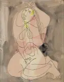Jankel Adler, AKT MŁODEJ KOBIETY, OK. 1945, tusz, akwarela, papier