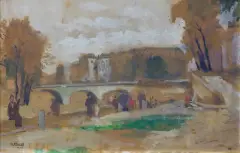 Molli Chwat, Spacer, 1946, gwasz, technika mieszana, papier