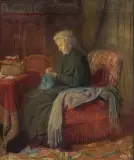 Maria Pia Górska, PRZY SZYCIU, 1928, olej, płótno