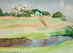 ZIELONE WZGÓRZA. GREEN GABLES by Rafał Malczewski, 1944, akwarela, papier, sold Nov 2018