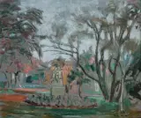 Bencion (Benn) Rabinowicz, Park, 1956, olej, płótno naklejone na tekturę