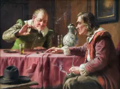 Gra w kości by Fritz Wagner, olej, płótno, offered Nov 2018