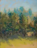 Julian Fałat, PEJZAŻ JESIENNY, pastel, karton
