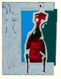 Halina Chrostowska, DWIE FIGURY, 1983, techniki metalowe mieszane, collage, papier