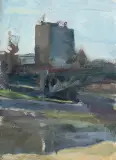 Kacper Woźny, BUDYNEK ZNP, olej, tektura