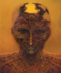 Zdzisław Beksiński, EN, 1986, olej, płyta pilśniowa