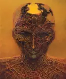 EN by Zdzisław Beksiński, 1986, olej, płyta pilśniowa, sold Oct 2018