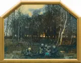 OBRAZ 2222 (BUK – SOBOTNI WIECZÓR) by Jerzy Duda-Gracz, 1998, olej, płyta pilśniowa, sold Oct 2018