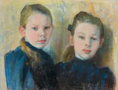 Stanisław Wyspiański, PORTRET SIÓSTR SZYBALSKICH, STYCZEŃ 1899, pastel, papier żeberkowy