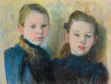 PORTRET SIÓSTR SZYBALSKICH, STYCZEŃ 1899 by Stanisław Wyspiański, pastel, papier żeberkowy, sold Oct 2018