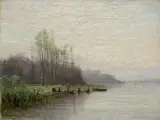 Stephanie von Strechine, PEJZAŻ NADWODNY, olej, płótno