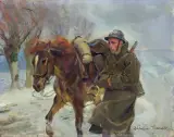 W DRODZE by Wojciech Kossak, 1934, olej, tektura, offered Oct 2018