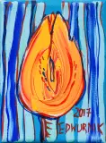 TULIPAN POMARAŃCZOWY by Edward Dwurnik, 2017, akryl, płótno, sold Sep 2018