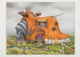 AUTOSTRADOR by Jacek Yerka, 2017, kredki, ołówek, papier, sold Sep 2018