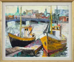 Franciszek Kmita, Sztokholm. Żółta łódź, 1975, olej, płótno