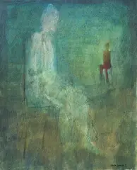 Jolanta Johnsson, Postać na krześle, 1992, pastel, gwasz, papier