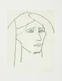 Tadeusz Kulisiewicz, Głowa kobiety, tusz pióro, papier kremowy