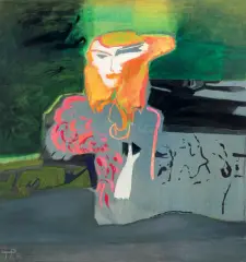 Teresa Pągowska, PORTRET RUDEJ, 1990, akryl, tempera, płótno