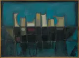 Alfons Mazurkiewicz, DOMKI, ok. 1960/61, olej, płótno