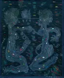 Jan Dobkowski, DWIE KOBIETY, 1988, akryl, płótno