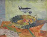 Adam Marczyński, MARTWA NATURA Z PTASZKIEM, 1947, olej, płótno
