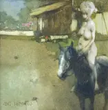 PRZEJAŻDŻKA JAŚNIE PANI by Jerzy Duda-Gracz, 1994, olej, płyta pilśniowa, sold Jun 2018