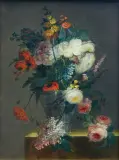 Charles Balthasar Larpenteur, PARA OBRAZÓW - BUKIET KWIATÓW, 1820, olej, płótno