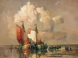 Rudolf Priebe, POWRÓT Z POŁOWU, olej, płótno