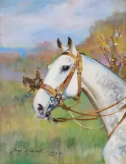 SIWEK by Jerzy Kossak, 1934, olej, sklejka, sold Jun 2018