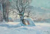 Michał Stańko, ZIMA POD GIEWONTEM, olej, tektura