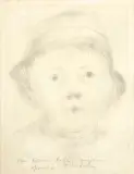 Tadeusz Makowski, GŁOWA CHŁOPCZYKA W KAPELUSZU, 1922, ołówek, papier