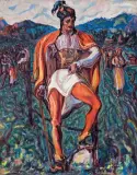 Aleksy Nowakiwski, OLEKSA DOWBUSZ, ZBÓJNIK KARPACKI, 1931, olej, sklejka