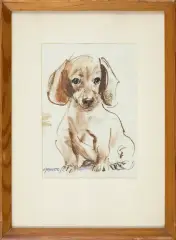 Jamnik by Janusz Grabiański, tusz pióro, pastel, gwasz, papier, sold Apr 2018