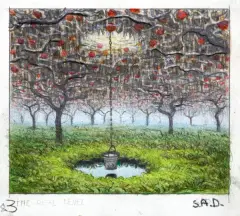 S.A.D. by Jacek Yerka, 1997, kredki, ołówek, karton, sold Apr 2018