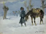 W ZADYMCE by Jerzy Kossak, 1935, olej, sklejka, sold Mar 2018
