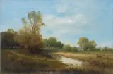 Zygmunt Sidorowicz, PEJZAŻ Z RZEKĄ, 1874, olej, płótno